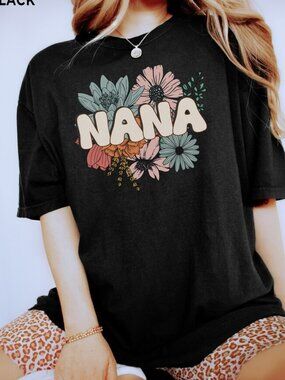 Custom Nana Tee, Floral T Shirt, Flower Tee, New Nana Gift